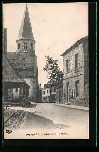 AK Auzances, L`Eglise et la Mairie