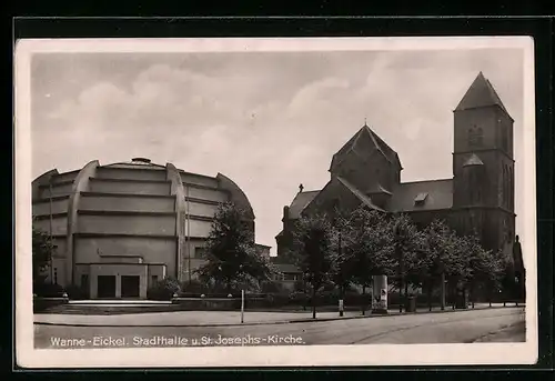 AK Wanne-Eickel, Stadthalle und St. Josephs-Kirche