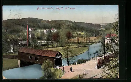 AK Barthmühle, Flusspartie mit Ortsansicht