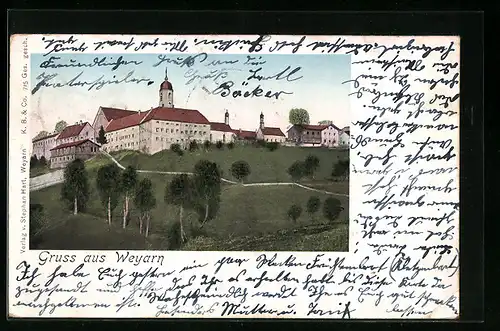 AK Weyarn, Sicht auf ein herrschaftliches Gebäude