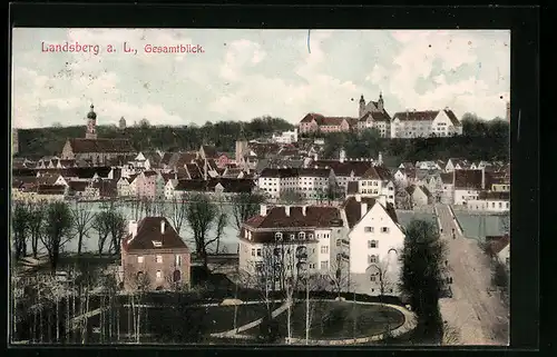 AK Landsberg a. L., Gesamtansicht mit Blick auf die Dächer der Stadt