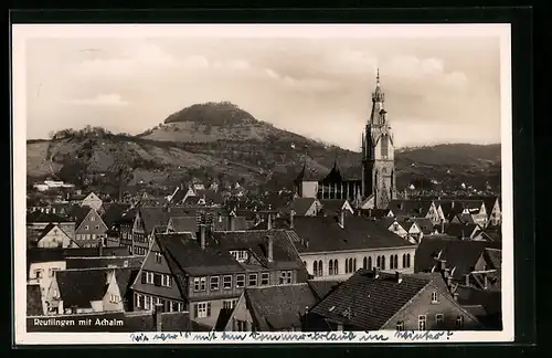 AK Reutlingen, Ortsansicht mit Achalm