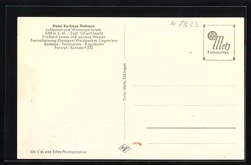 AK Rothaus, Hotel Kurhaus Rothaus