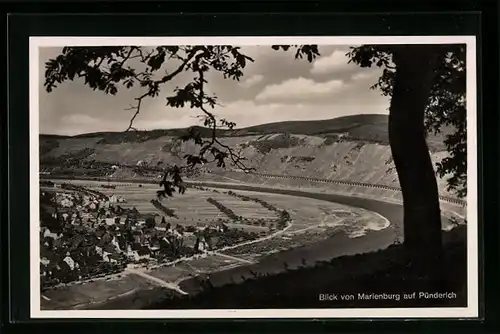 AK Pünderich, Blick von der Marienburg auf den Ort