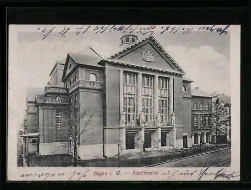 AK Hagen i. W., Ortspartie am Stadttheater