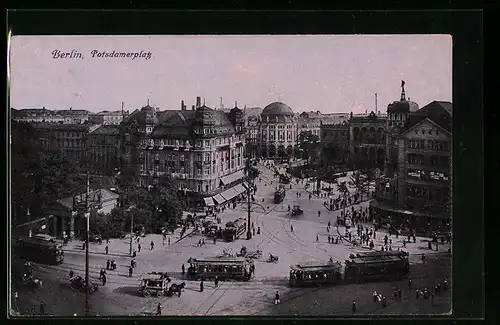 AK Berlin, Potsdamerplatz mit Strassenbahn