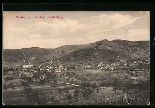 AK Durbach, Ortsansicht mit Schloss Staufenberg