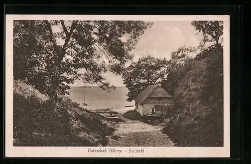 AK Göhren, Schlucht am Ostseebad