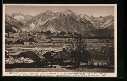 AK Rubi /bayr. Allgäu, Idyllisches Örtchen mit Bergblick