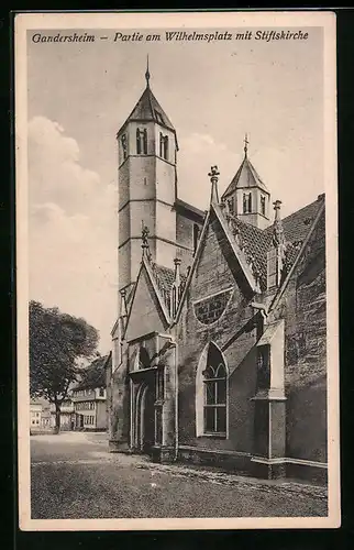 AK Gandersheim, Partie am Wilhelmsplatz mit Stiftskirche