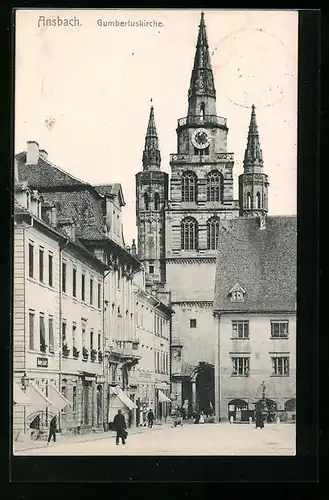 AK Ansbach, Gumbertuskirche mit Umgebung