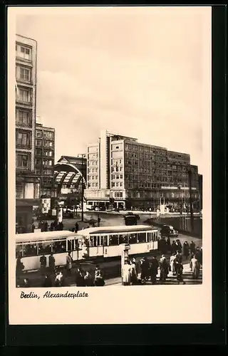 AK Berlin, Alexanderplatz mit Strassenbahn