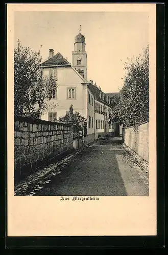 AK Mergentheim, Gasse mit Blick auf die Kirche