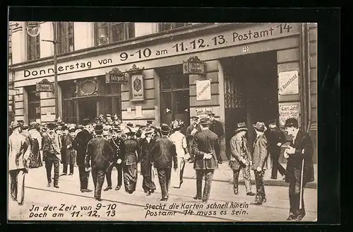 AK Menschen vor dem Postamt 14