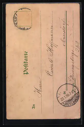 Lithographie Berlin, Rotes Rathaus mit beleuchteten Fenstern, Königstrasse