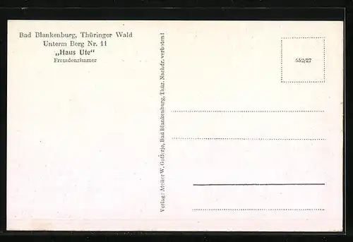 AK Bad Blankenburg, Hotel Haus Ute, Unterm Berg 11