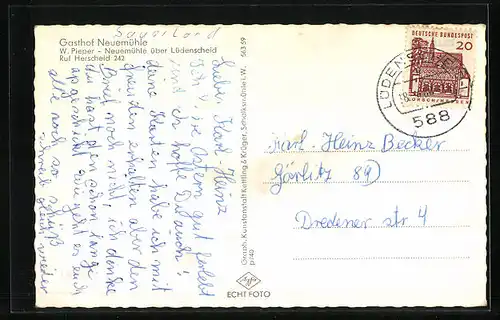 AK Neuemühle /Westfalen, Gasthof Neuemühle