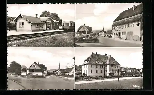 AK Linsenhofen /Nürtingen, Schule, Bahnhof, Tankstelle