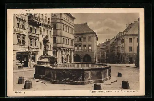 AK Görlitz, Neptunbrunnen am Untermarkt