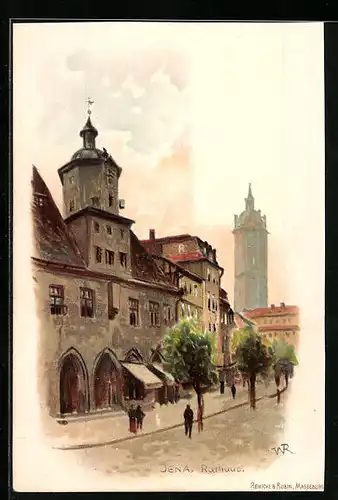 Lithographie Jena, Strasse am Rathaus