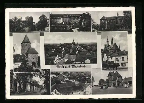 AK Rheinbach, Kirche, Burg, Strassenpartie