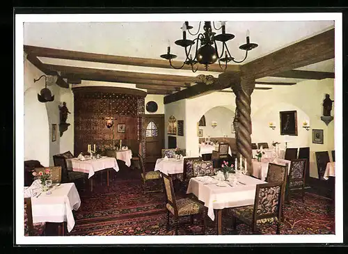 AK Rothenburg /Tauber, Innenansicht Hotel Eisenhut, Bes. Georg Pirner