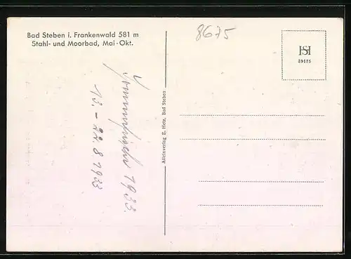 AK Bad Steben i. Frankenwald, Teilansicht vom Flugzeug aus