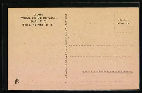 AK Berlin, Lazarus, Kranken- und Diakonissenhaus, Bernauer Strasse 115 /117