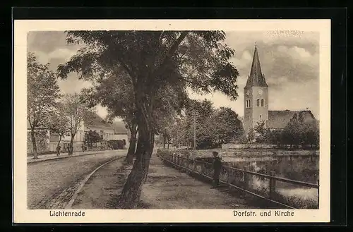 AK Berlin-Lichtenrade, Dorfstr. und Kirche