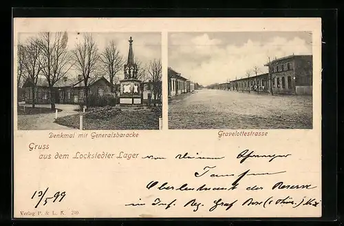 AK Lockstedter Lager, Denkmal mit Generalsbaracke, Gravelottestrasse