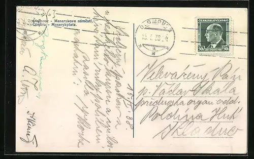 AK Olmütz, Hauptplatz, Strassenbahn