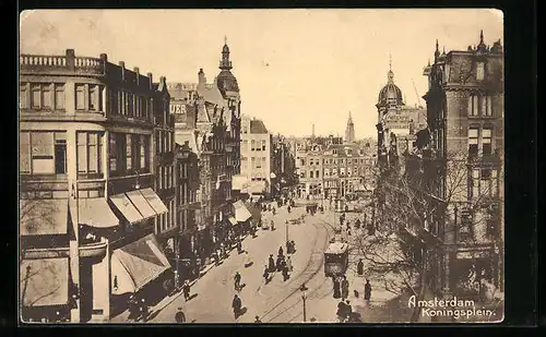 AK Amsterdam, Koningsplein, Strassenbahn