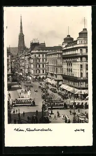 AK Wien, Kärntnerstrasse mit Strassenbahn