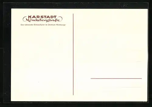 Künstler-AK Hamburg, Mönckebergstrasse mit dem Karstadt-Haus, Strassenbahn