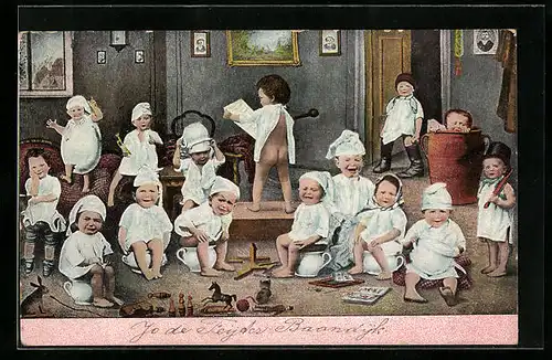 AK Kinder beim Toilettengang