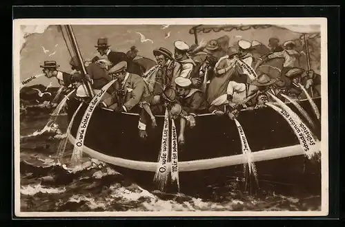 AK Seekranke Passagiere speien von einem Schiffsdeck ins Wasser