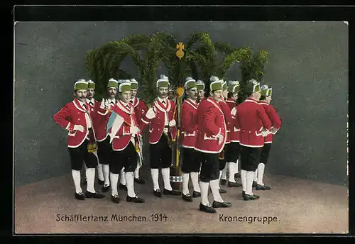 AK Kronengruppe, Schäfflertanz München 1914