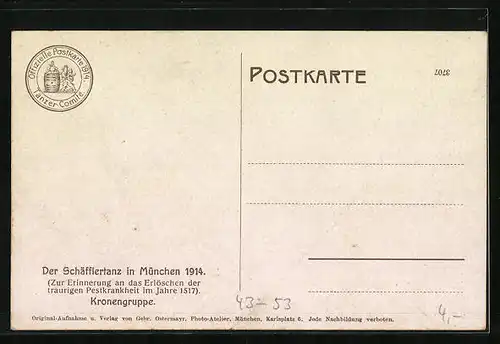 AK Kronengruppe, Schäfflertanz München 1914