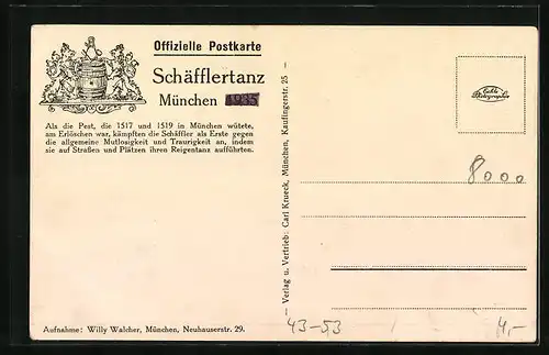 AK München, Fahnengruppe, Schäfflertanz 1935