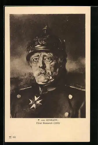 AK Fürst Bismarck, Portrait mit Spitzhelm