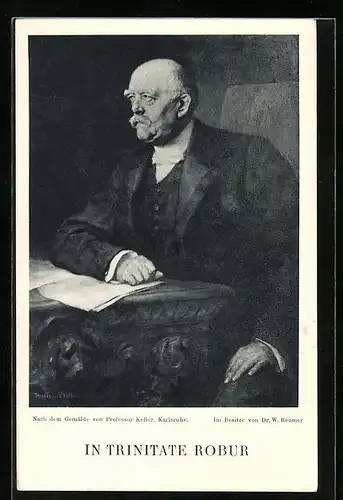 AK In Trinitate Robur, Bismarck im Dreiteiler mit Schriftstück