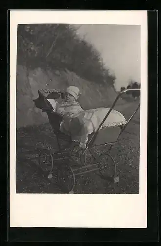 Foto-AK Kleines Kind im Kinderwagen