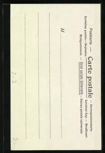 Lithographie Brief, Landesflagge, Italien, Postbote überbringt einen Brief an einen Mönch