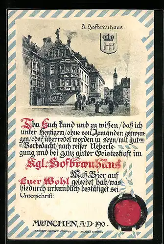 AK München, Strassenpartie mit Hofbräuhaus