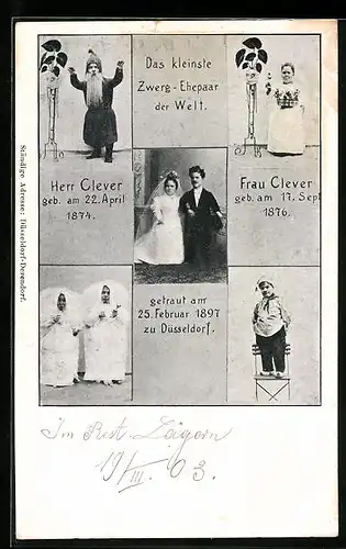 AK Das kleinste Zwerg-Ehepaar der Welt, Herr und Frau Clever