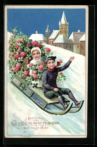 AK Rasante Schlittenfahrt ins neue Jahr