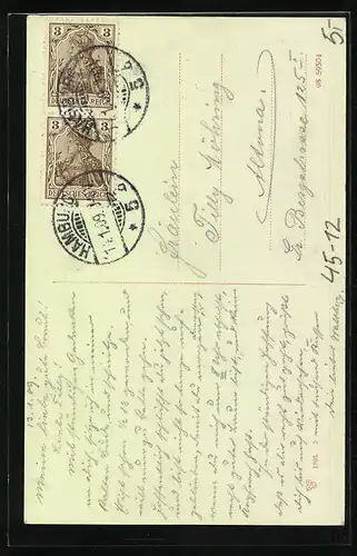 AK Paar beim Rodeln am Waldesrand, Schlitten