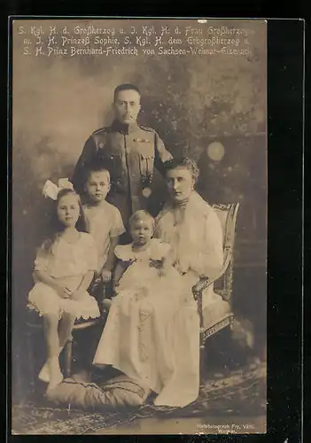 AK Grossherzog mit Grossherzogin und seinen Kindern, Wilhelm Ernst von Sachsen-Weimar-Eisenach