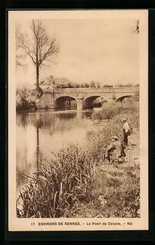 AK Rennes, Le Pont de Cesson, Zwei Angler am Ufer