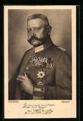 AK Paul von Hindenburg in Uniform mit Orden